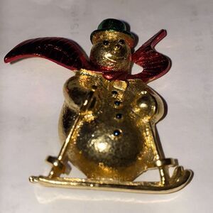 Skiing Snowman Pin  